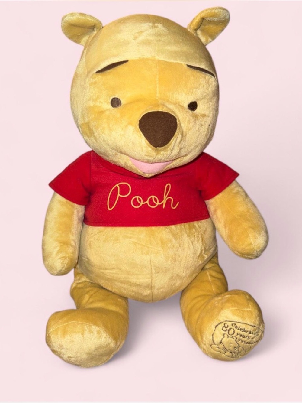 2005 Disney Winnie the Pooh Plush Toy - Yellow with Red Shirt